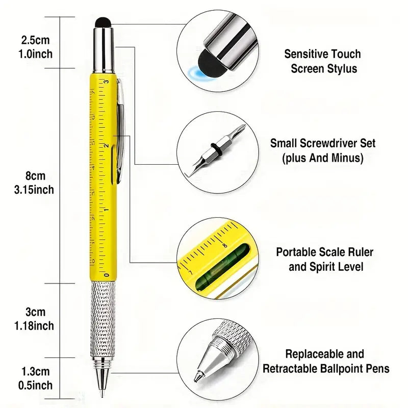 6in1 Premium Aluminum Metal Multitool Pen