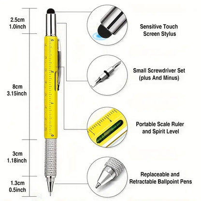 6in1 Premium Aluminum Metal Multitool Pen