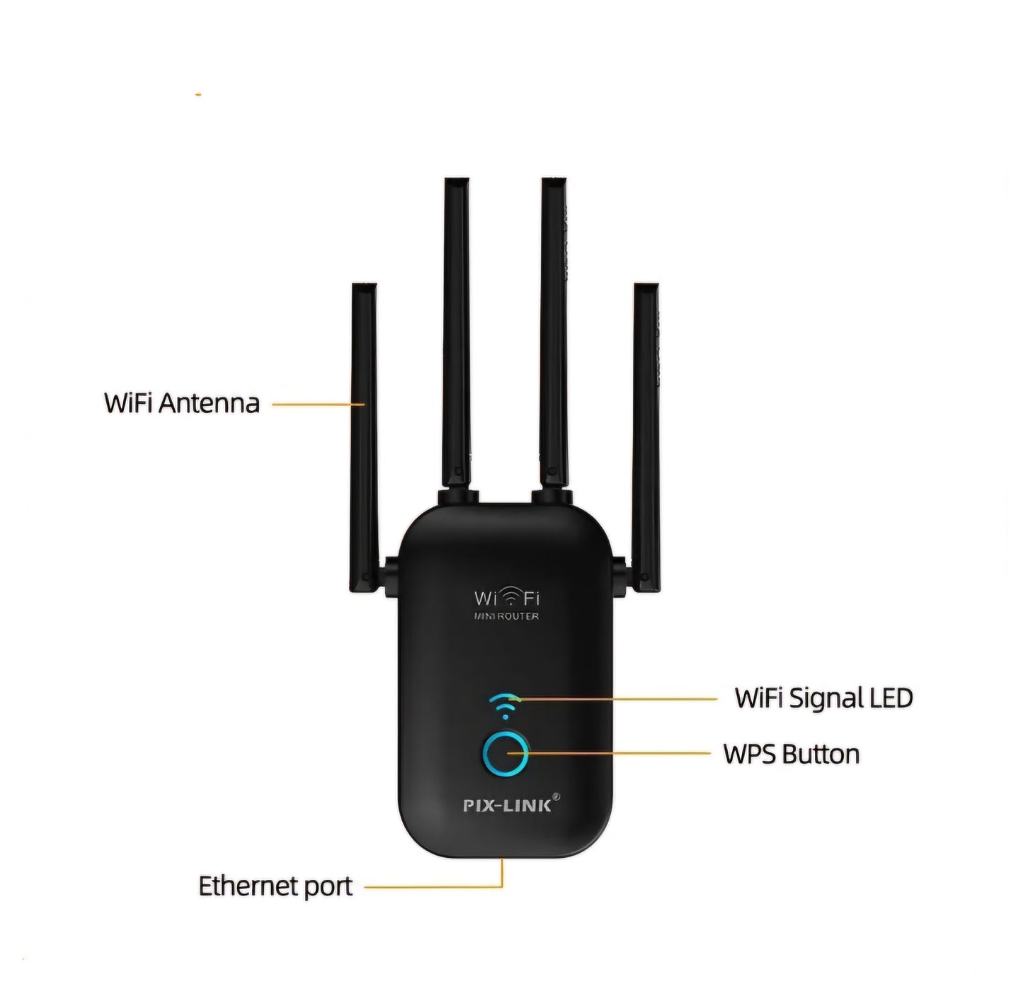 Pix-Link AC1200M Mini Wireless Wifi Router/Repeater/AP, 4 Antenna