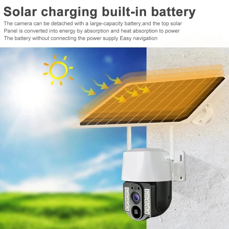 Aerbes AB-JK69-W WiFi 3MP Dual-Light Solar Camera, PIR, 2-Way Audio, 8000mAh Battery V380 Pro