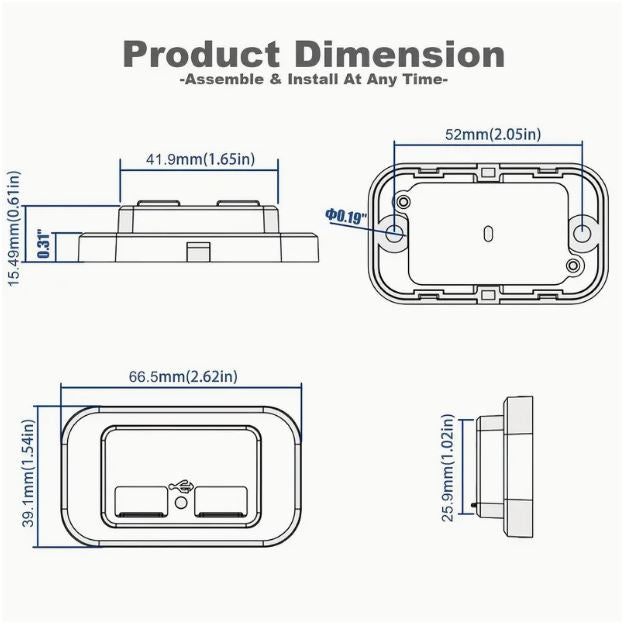 12V/24V RV USB Outlet Dual Quick Charge PD3.0 Type-C (USB C) & QC3.0 USB-A Waterproof Power Socket