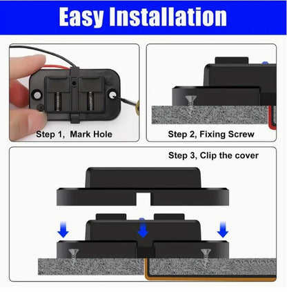 12V/24V RV USB Outlet Dual Quick Charge PD3.0 Type-C (USB C) & QC3.0 USB-A Waterproof Power Socket