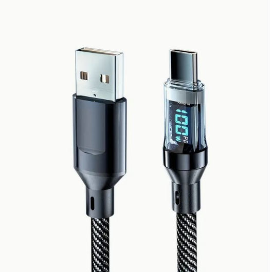 1m 120W Powerhouse Charge Cable - 6Amp Super Fast with Real-Time LCD Display - Durable USB Type C