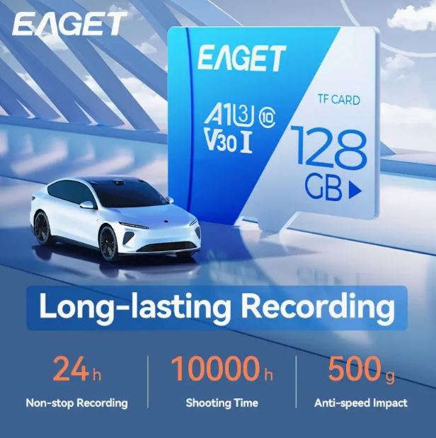 EAGET 128GB Memory Card, Blue & White Micro SDXC SD Card