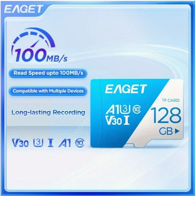 EAGET 128GB Memory Card, Blue & White Micro SDXC SD Card