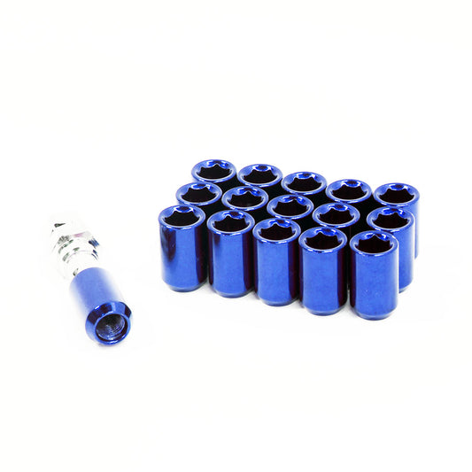 Blue 16 Pcs Chrome Wheel Spline Drive Lugnuts