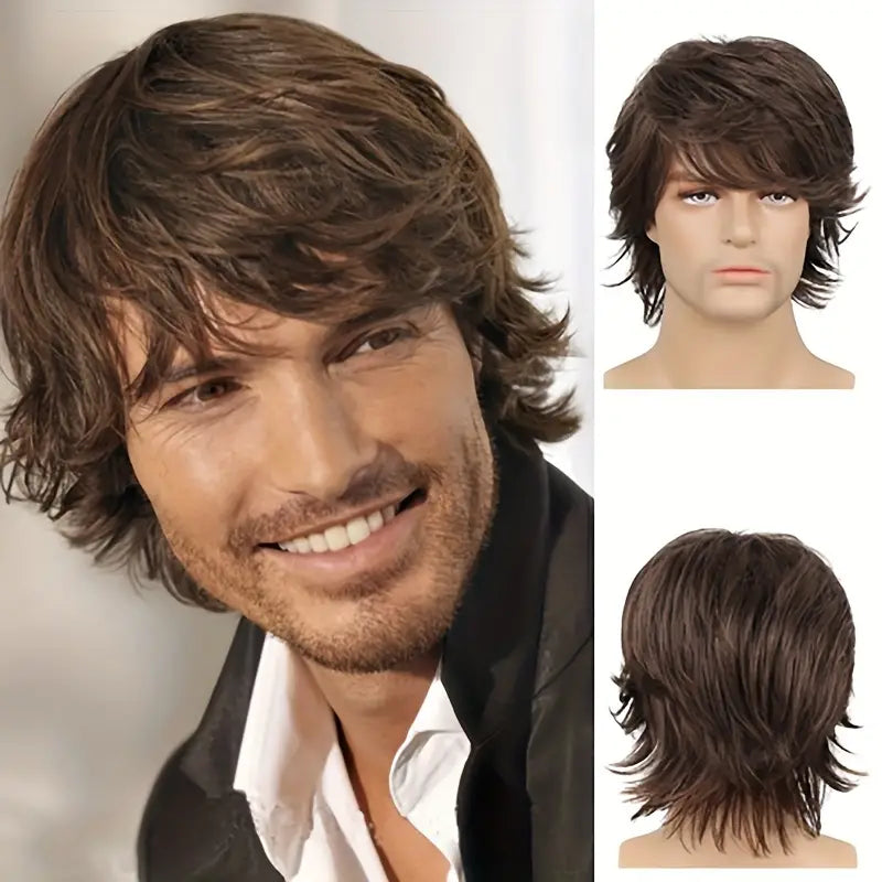 High Temperature Fiber Men's Short Loose Wave Wig