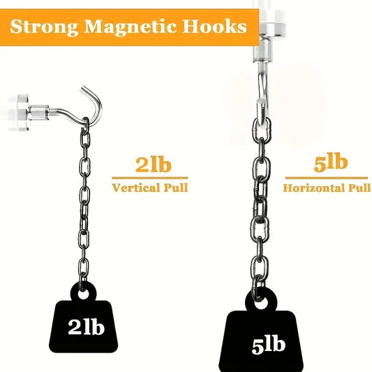 20pcs Magnetic Hooks, Heavy Duty 11.34KG Neodymium Magnets