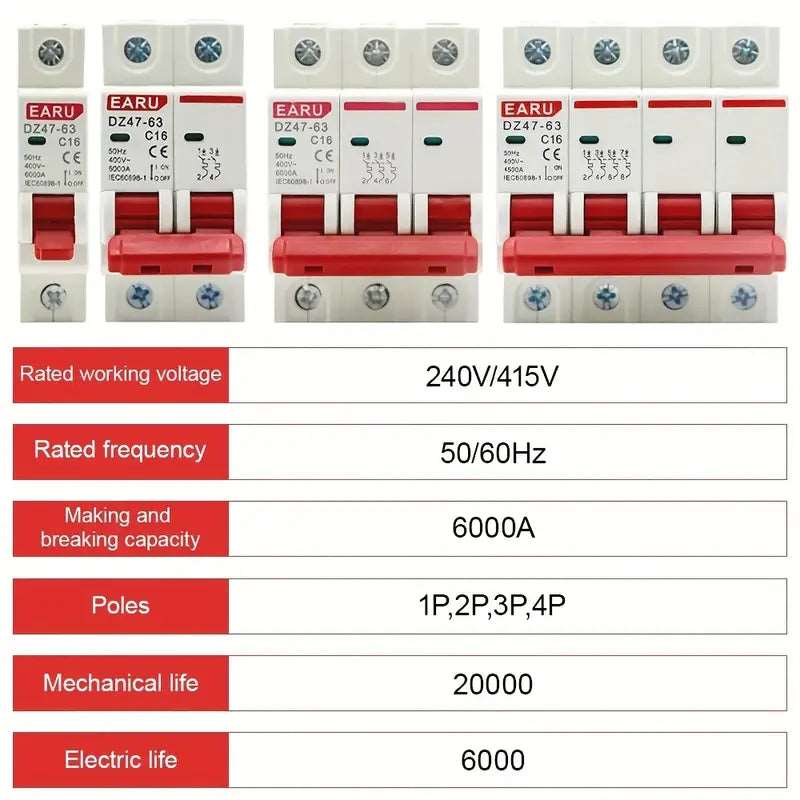 1pc 20A 1Pole Electric Mini Circuit Breaker MCB, DZ47 Series