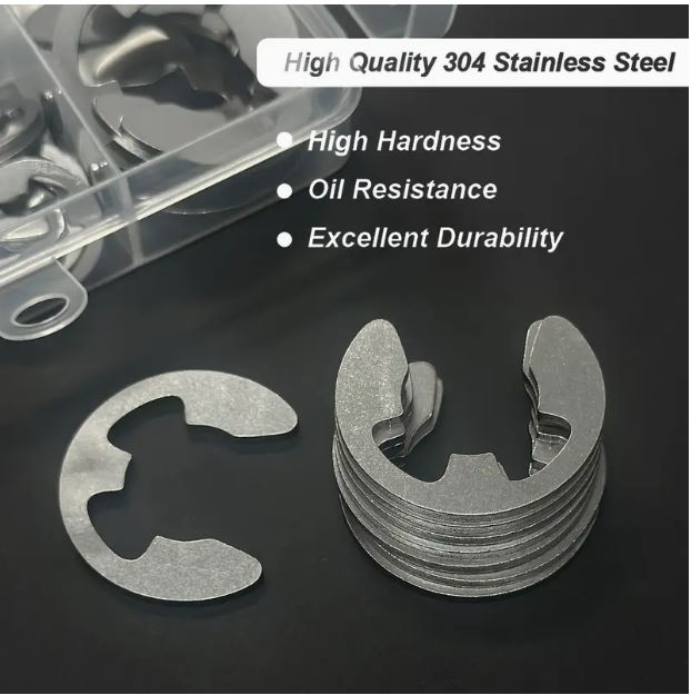 150pcs Stainless Steel Stainless Steel E Clip Washer Assortment Kit Circlip Retaining Ring For Shaft Fastener M1.5~M15