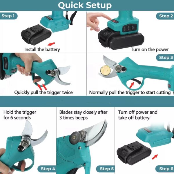 JG0616 Electric Pruning Shear With Two 25V Batteries