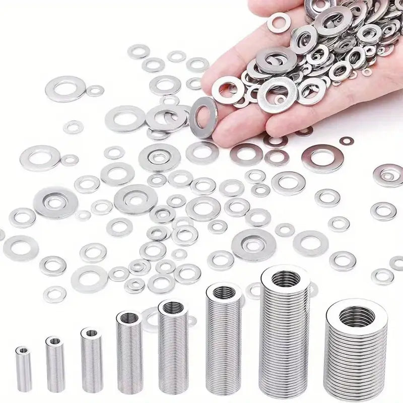 180pcs Stainless Steel Flat Washers Assortment Kit