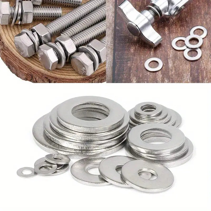 180pcs Stainless Steel Flat Washers Assortment Kit