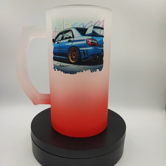 Custom Printed Frosted Glass Beer Mug