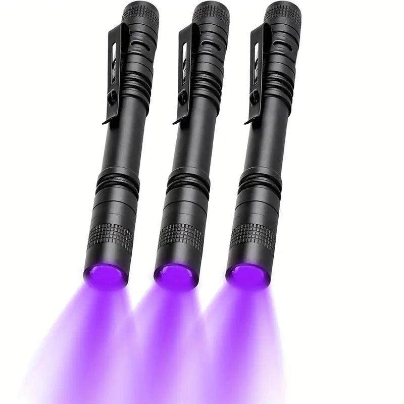 3-Piece Uv Black Light Flashlights With Clip - 395Nm