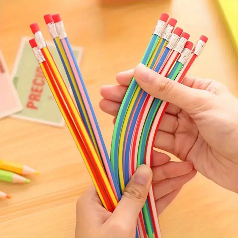 5pcs Flexible Pencils: Soft Novelty Pencil with Eraser