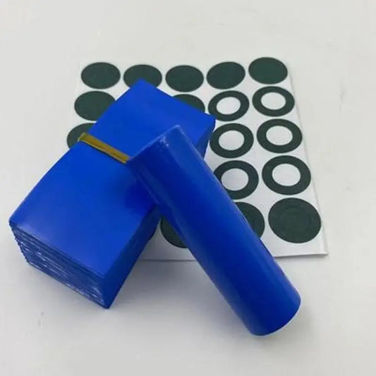 100-Piece BLUE Heat Shrink Tubing & Barley Paper Rings Set for 21700 Lithium Cells