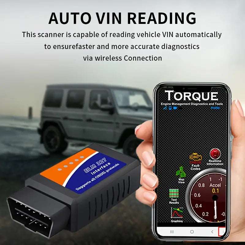 Wireless OBD2 Scanner ELM327 Interface - Car Diagnostic Code Reader