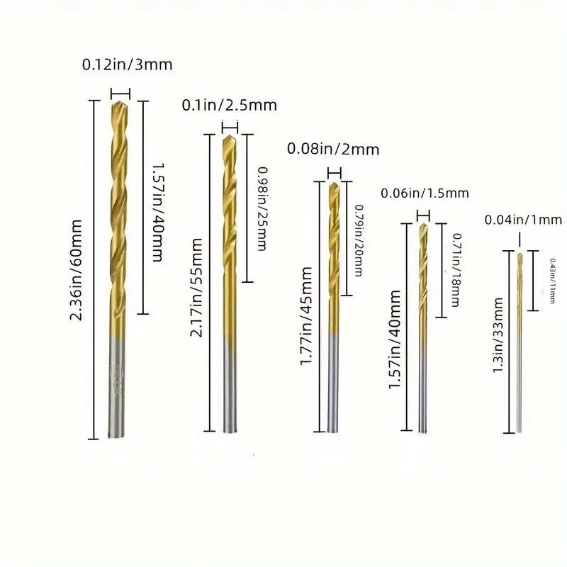 50-Piece Titanium Coated High-Speed Steel Drill Bits