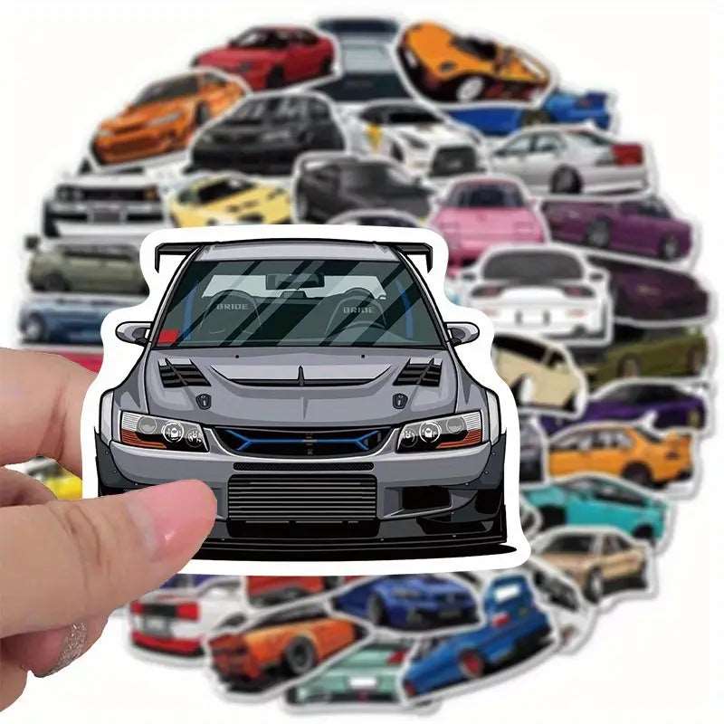 "Trendy" 50pcs Cool & Cute Japanese Jdm Racing Car Waterproof Stickers