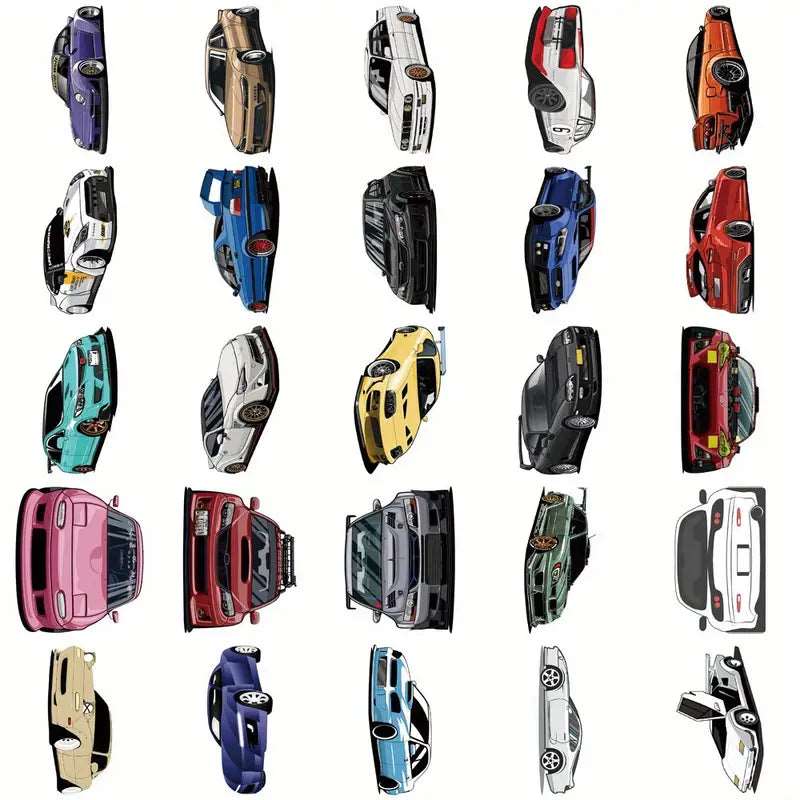 "Trendy" 50pcs Cool & Cute Japanese Jdm Racing Car Waterproof Stickers