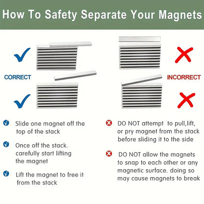 4pc 60x10x3mm Neodymium Strip Magnets, Multi-Purpose with Double-Sided Tape