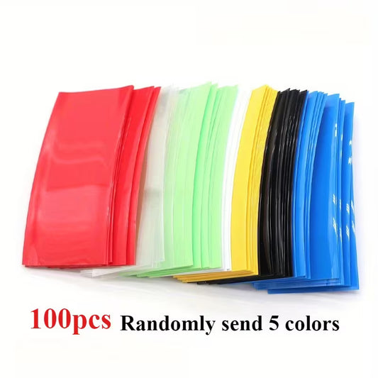 100pcs 18650 Tubes - Heavy-Duty PVC Insulated Sleeve with Multi-Color Options
