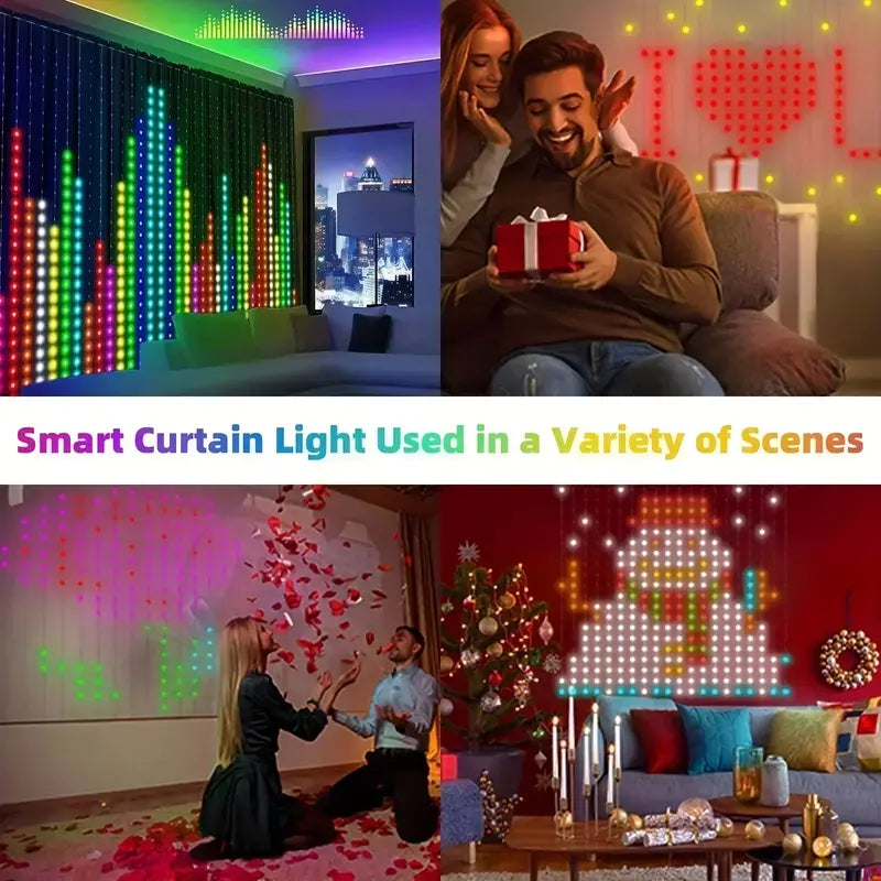 Smart LED Curtain Lights with Remote & App Control