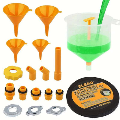 15-Piece Spill-Proof Radiator Coolant Burping Funnel Kit