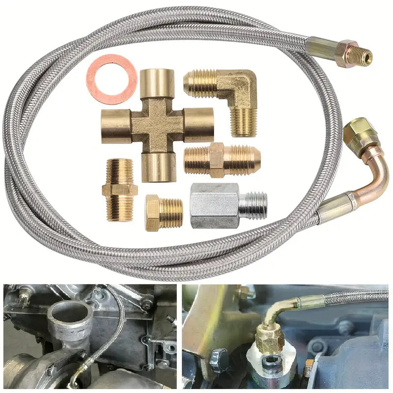 Turbine Oil Feed & Drain Line Kit with 1/8 NPT Connectors - ODL17.78-104.14cm