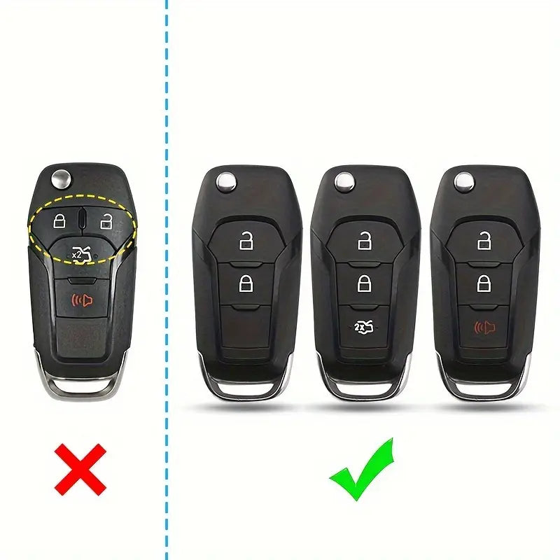 1pc Silicone Carbon Look Car Key Case Cover For Ford Vehicles