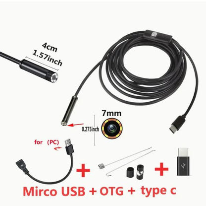 1 Meter x 7mm Lens Soft Cable  High Definition Endoscope, Android Mobile Phone Camera