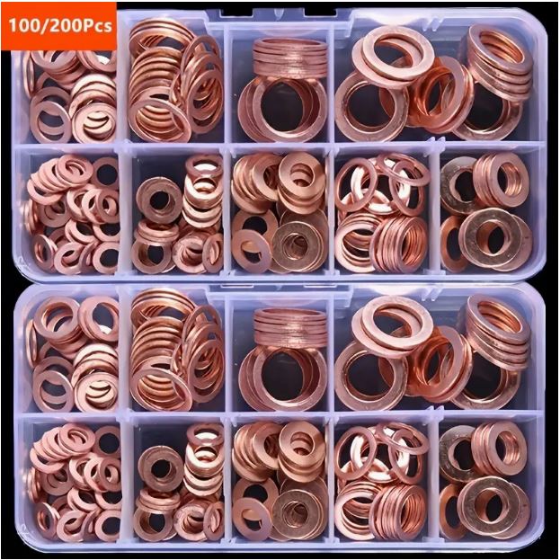 200pcs Copper Washer Gasket Set