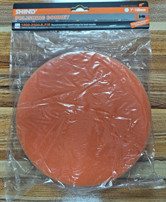 Shind Orange Pad Polishing Bonnet - 7" 180mm