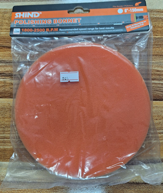 Shind Orange Pad Polishing Bonnet - 6" 150mm