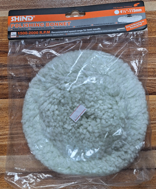 Shind White Pad Polishing Bonnet - 4.5" 115mm