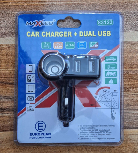 Maxeed Car Charger & Dual USB