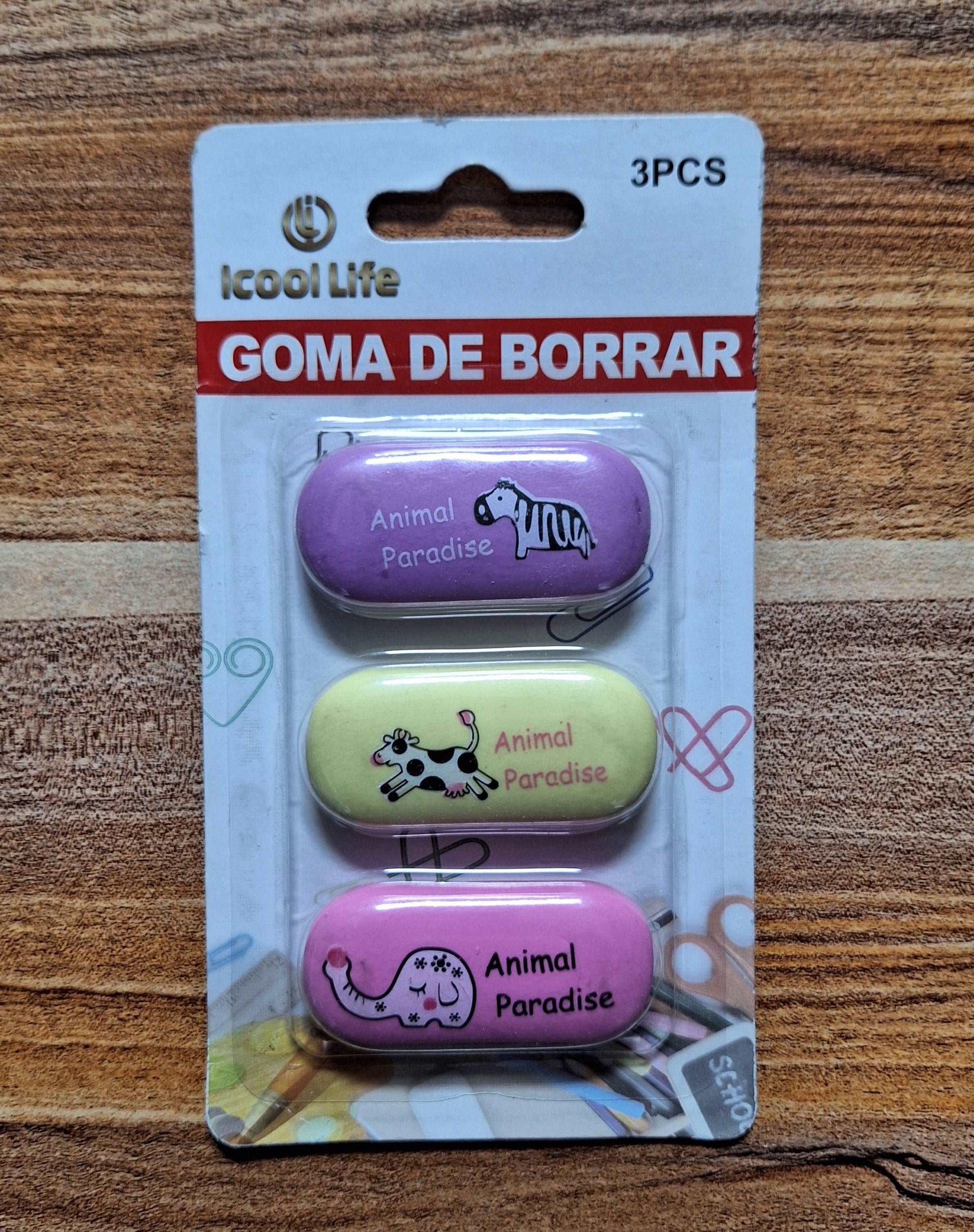 Animal Themed Erasers - 3 pieces