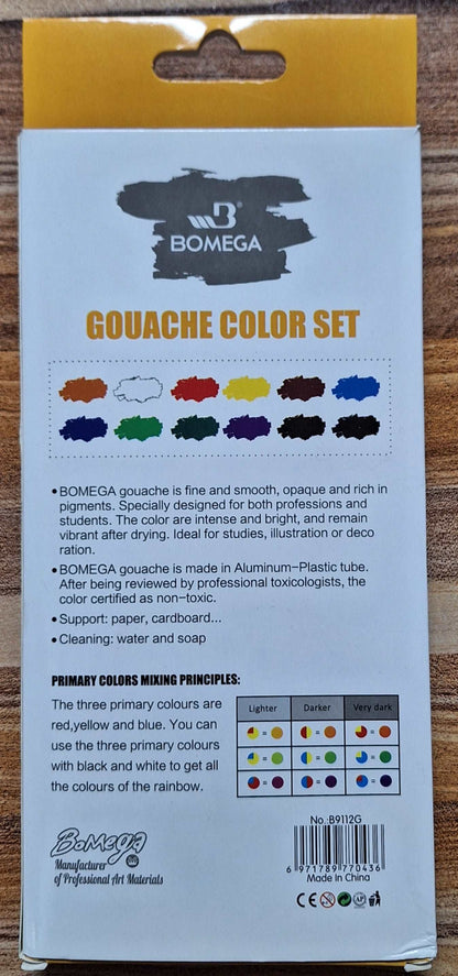 12 Piece Gouache Colour Set