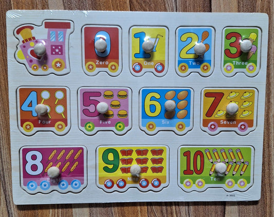 Wooden 10 Piece Peg Puzzle For Toddlers