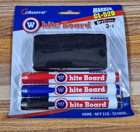 3pc White Board Marker With Eraser