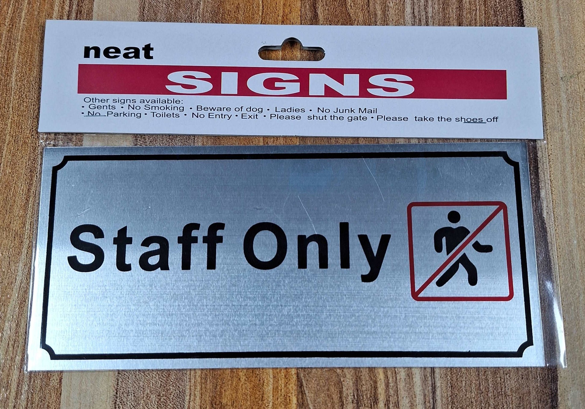 Black on Silver Staff only Metal Sign