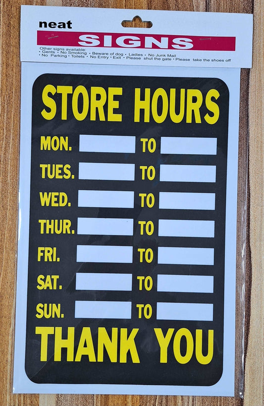 Store Hours Sign