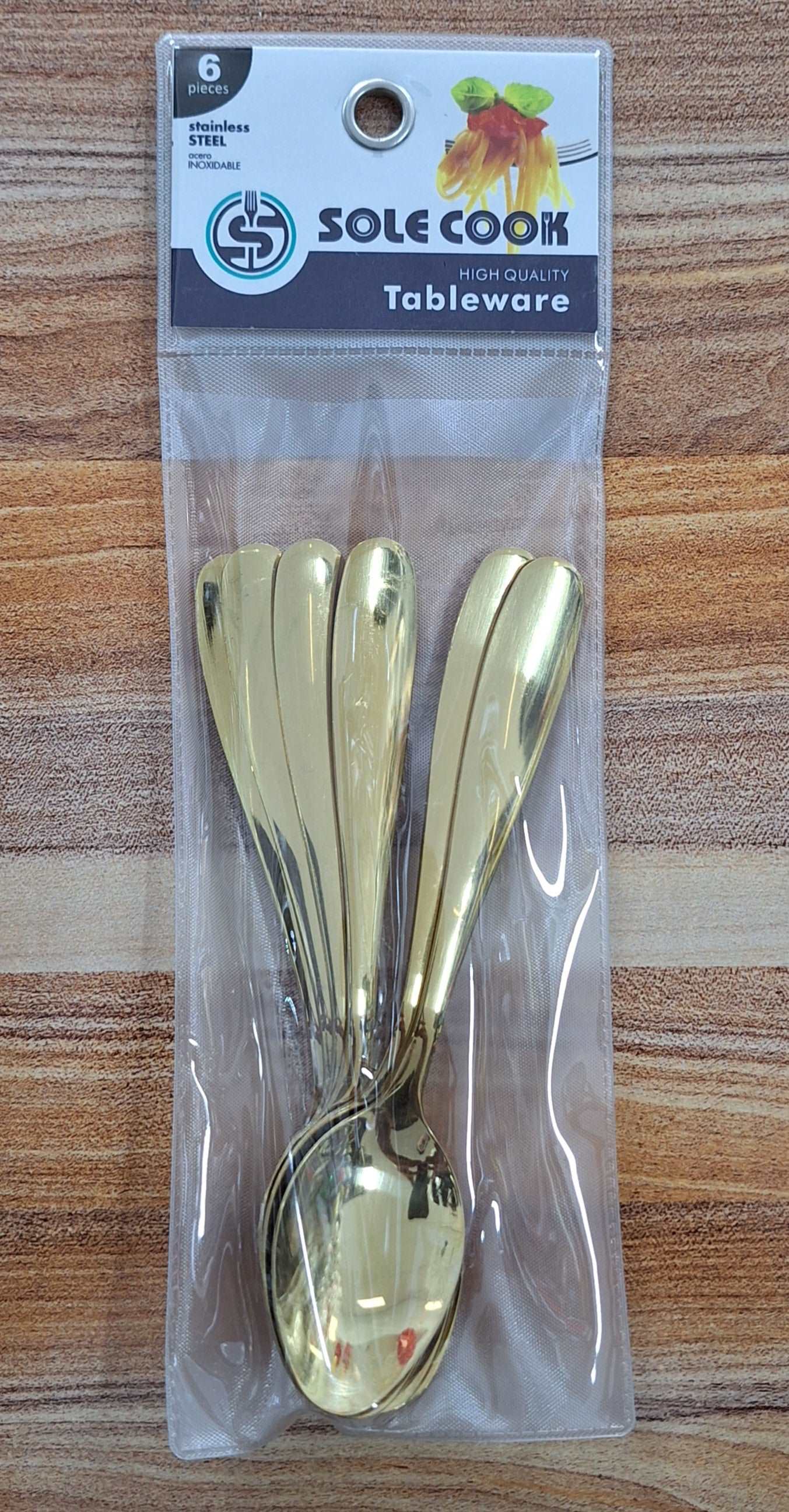 Gold Stainless Steel Coffee/Tea Spoon - 6 Pieces