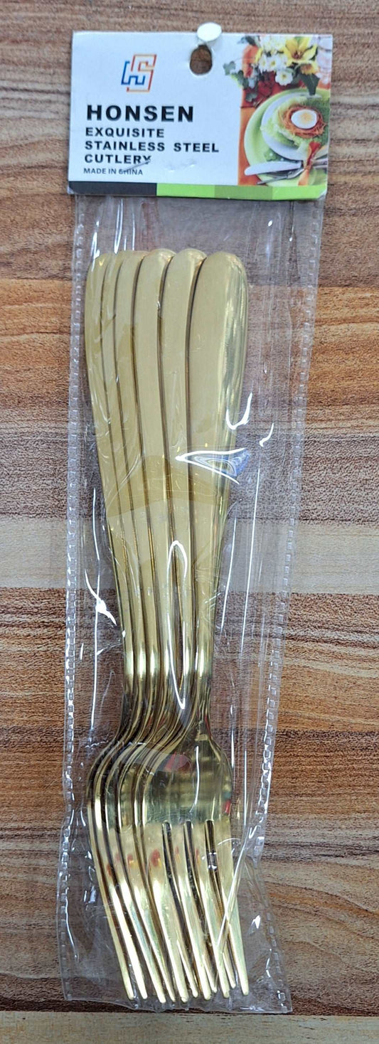 Honsen Gold Stainless Steel Forks - 6 Pieces