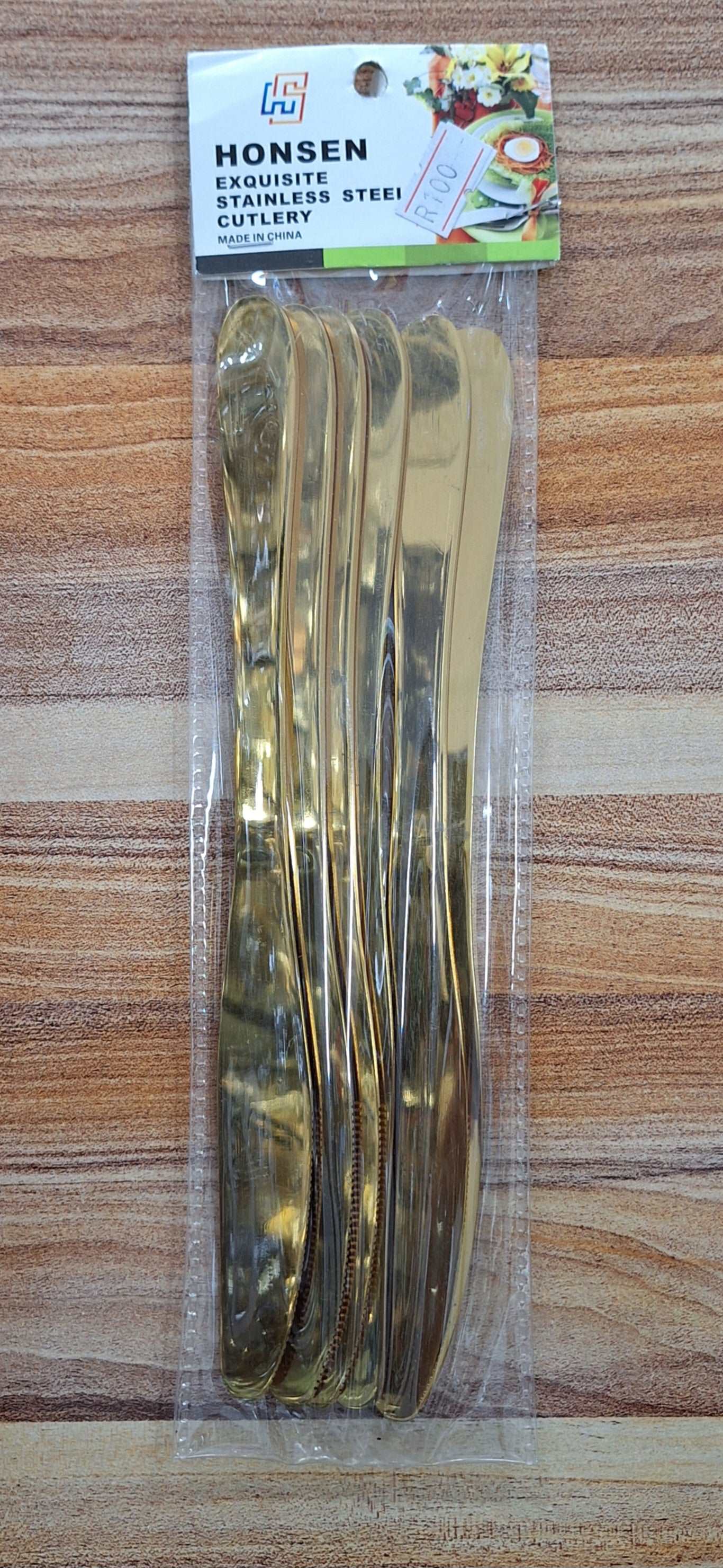 Honsen Gold Stainless Steel Butter Knives - 6 Piece