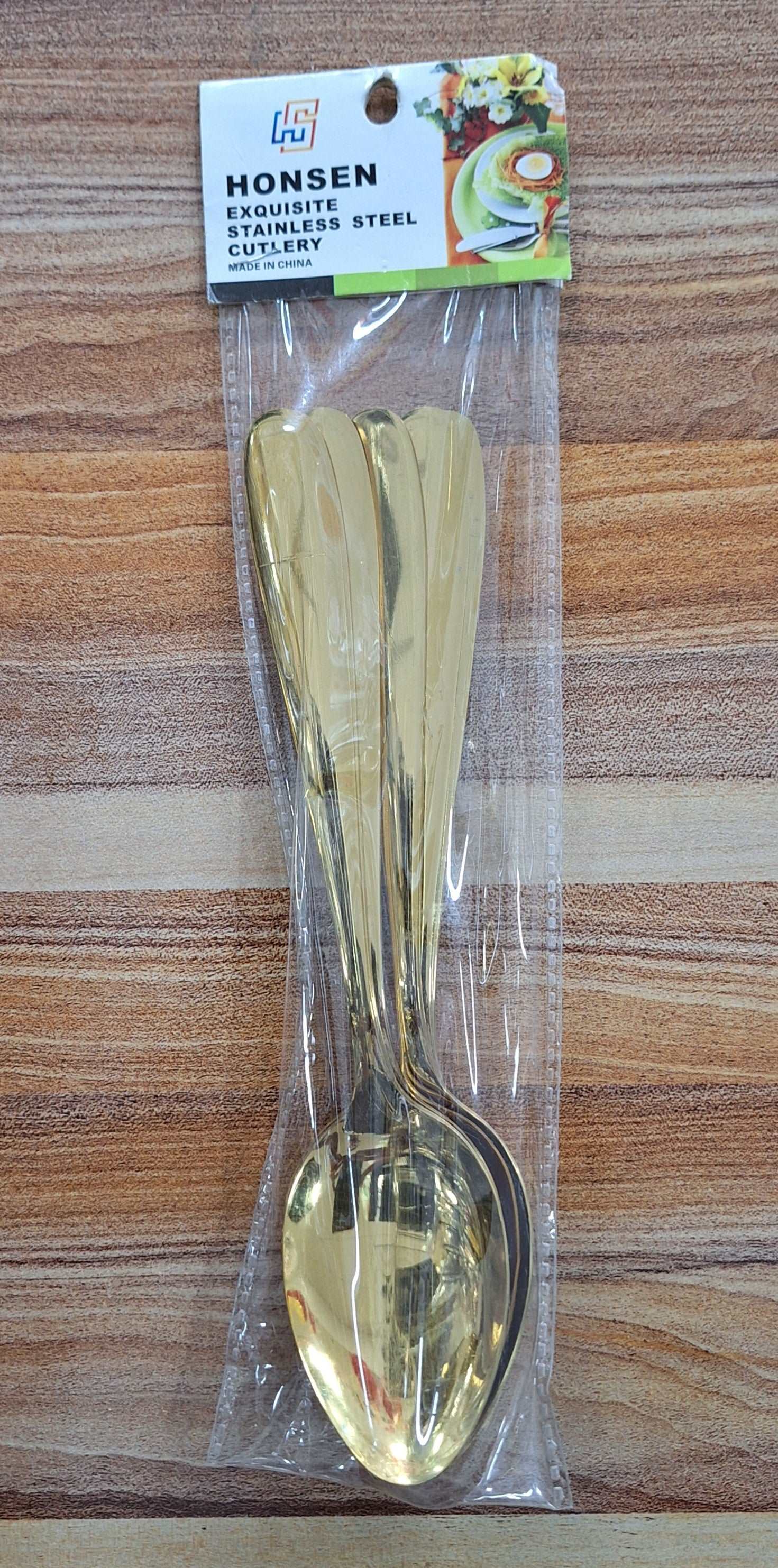 Honsen Gold Stainless Steel Table Spoons - 6 Pieces