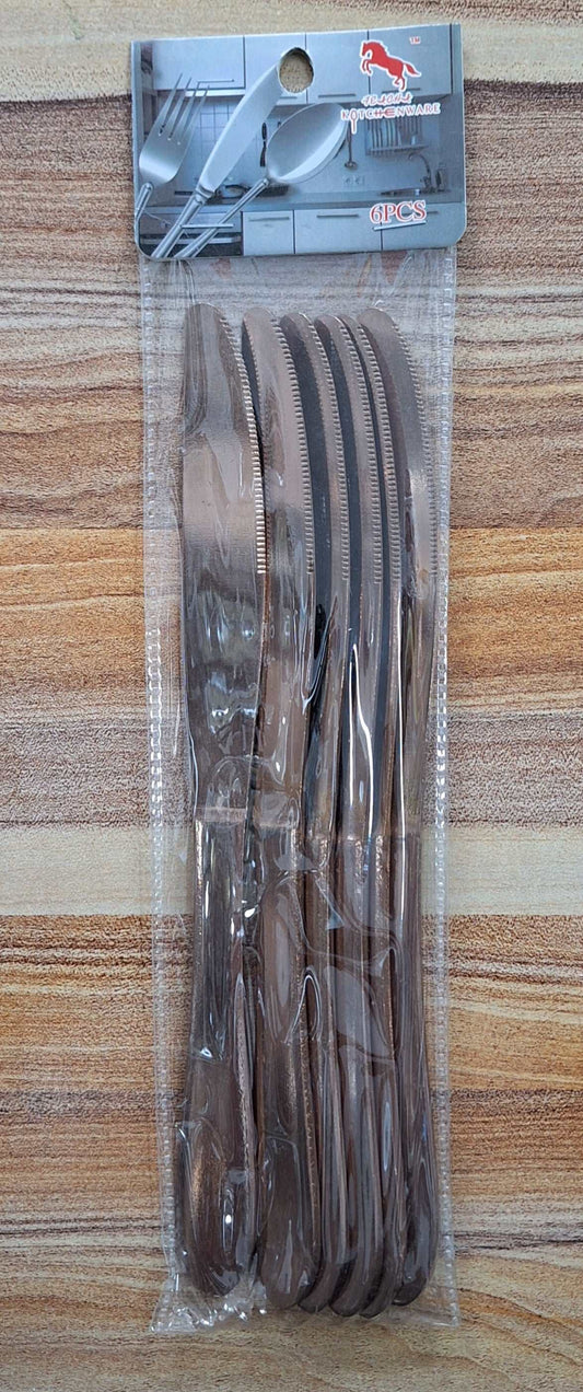 Bronze Stainless Steel Butter Knives - 6 Pieces