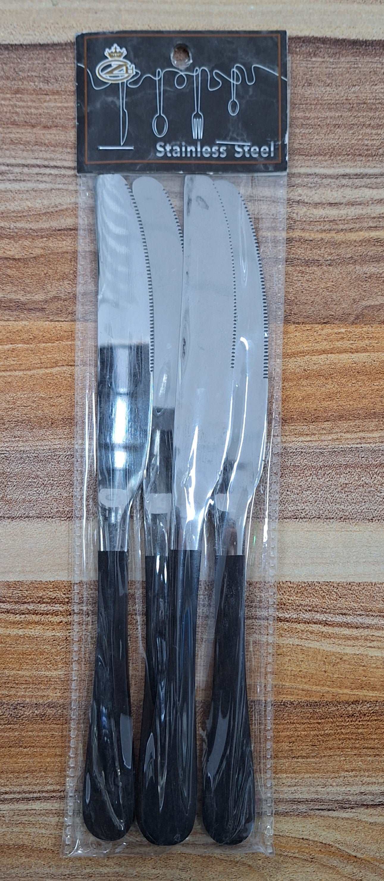 Black and Sliver Stainless Steel Butter Knives - 4 Pieces