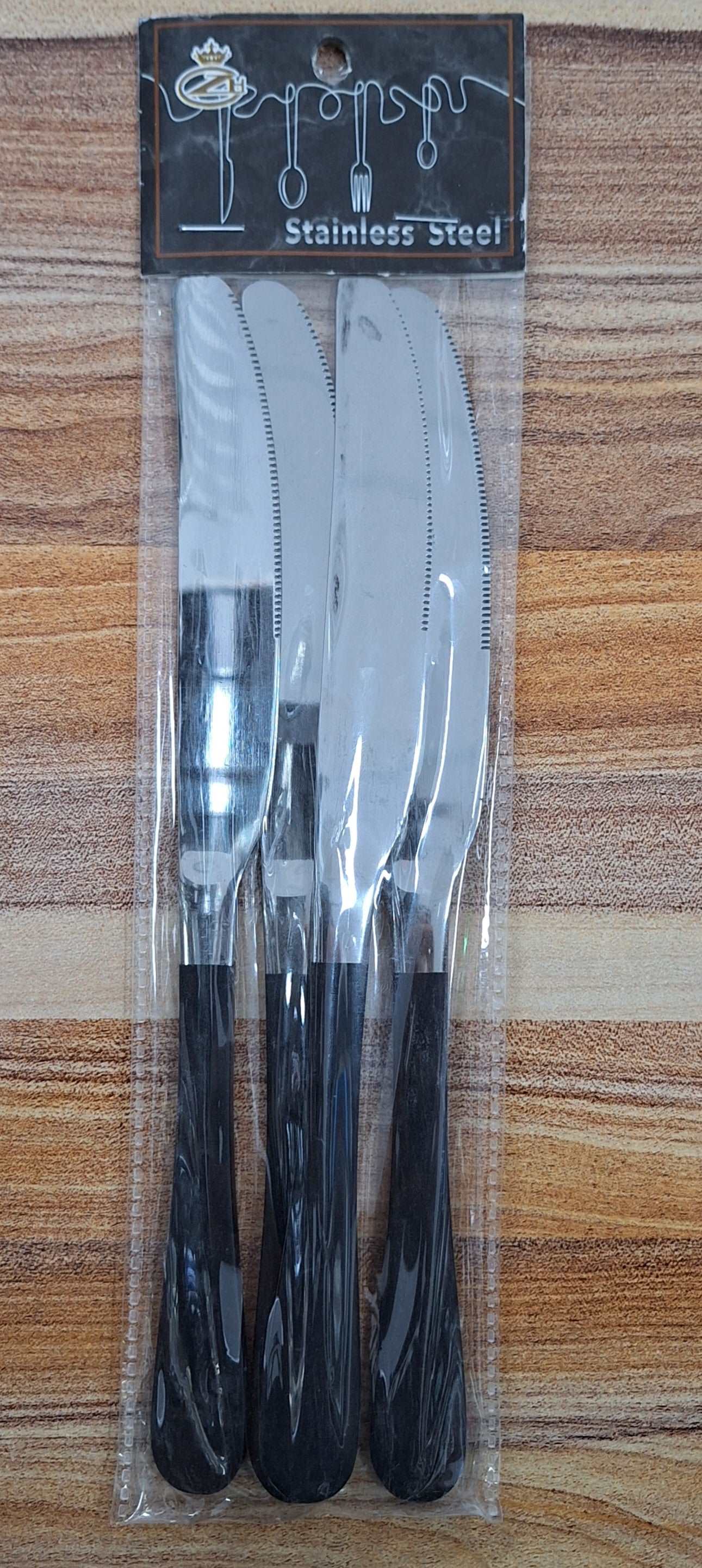 Black and Silver Stainless Steel Butter Knives - 4 Pieces